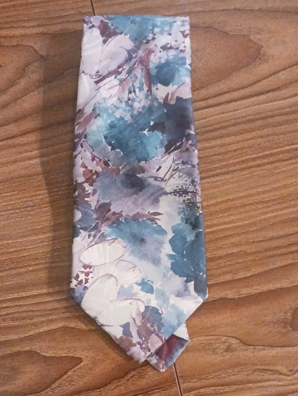 Oleg Cassini Floral Tie in Teal, Brown and Cream